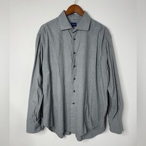 Romualdo Men's Gray 100% Cotton Brushed Texture Button Up Casual Shirt Size XXL